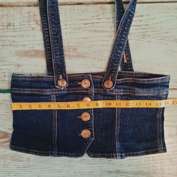 Sapphire Red Denim Halter Top Size XL 4 Button Closure - Picture 5 of 8